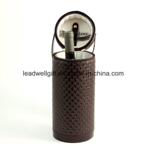 Bottle Shaped PU Leather Wine Carrier with Corkscrew Tool